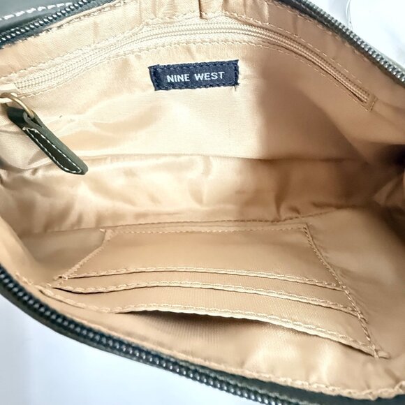 Nine West Y2K Mini Shoulder Bag Green Suede Leather Accent NWT - Picture 3 of 13